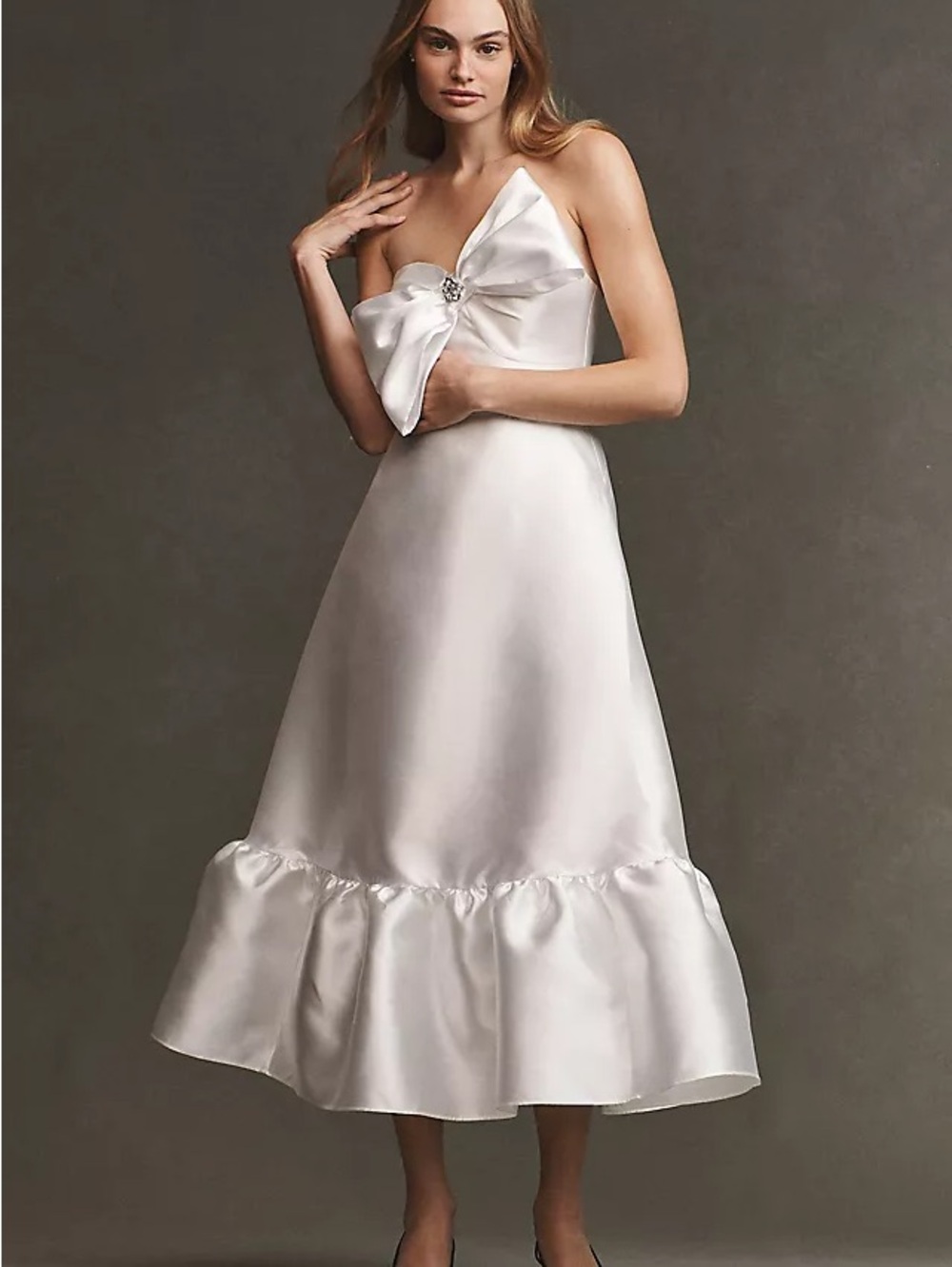 Anthropologie White Satin Bow-Front Slip Dress size 20W